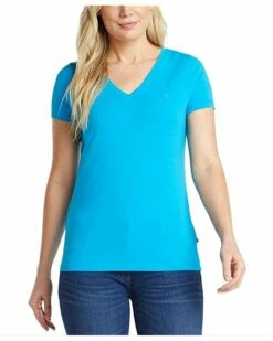 Nautica Women's Easy Comfort V-Neck Supersoft Stretch Cotton T-Shirt | Shirts & Tops -Nautica sales 2022 51C rJmck0L. AC SR736920