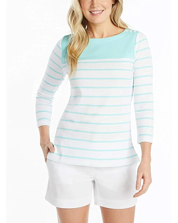 Nautica Women's Boatneck 3/4 Sleeve 100% Cotton Shirt | Shirts & Tops 5 Nautica Women's Boatneck 3/4 Sleeve 100% Cotton Shirt | Shirts & Tops - Image 5