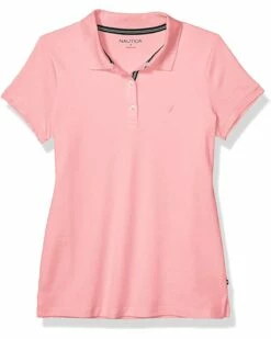 Nautica Women's 3-Button Short Sleeve Breathable 100% Cotton Polo Shirt | Shirts & Tops