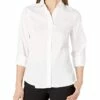 Nautica Women's Casual Comfort 3/4 Sleeve Button Down Solid Shirt | Shirts & Tops