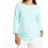 Nautica Women's Boatneck 3/4 Sleeve 100% Cotton Shirt | Shirts & Tops
