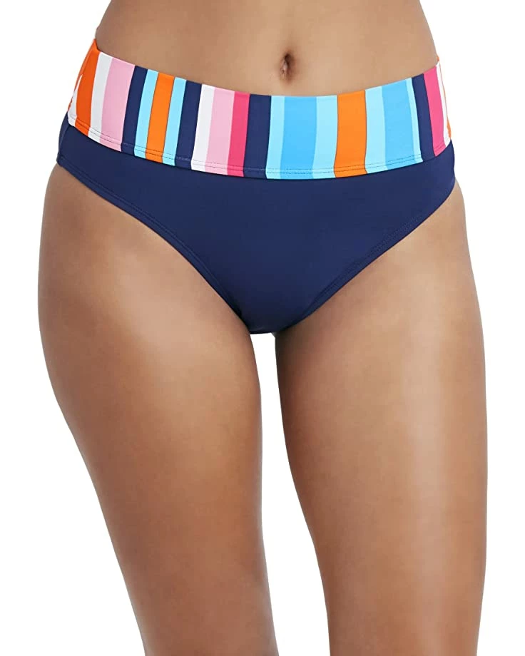 Nautica Shoreline Stripe Fold-Over Bottoms | Swimwear 1 Nautica Shoreline Stripe Fold-Over Bottoms | Swimwear