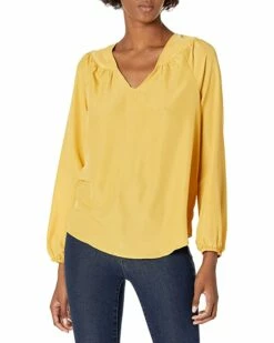 Nautica Women's Long Sleeve V-Neck Woven Shirt | Shirts & Tops