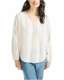 Nautica Women's Lurex Stripe Woven Shirt | Shirts & Tops