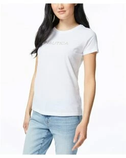 Nautica Women's Easy Comfort Supersoft 100% Cotton Classic Logo T-Shirt | Shirts & Tops -Nautica sales 2022 7156l60BRsL. AC SR736920