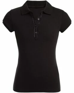 Nautica Girls' School Uniform Short Sleeve Polo with Ruffle Placket | Shirts & Tops