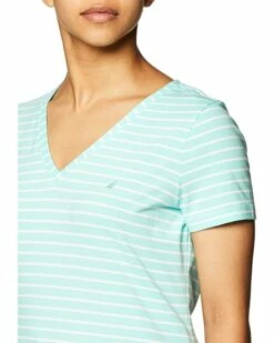 Nautica Women's Easy Comfort V-Neck Striped Supersoft Stretch Cotton T-Shirt | Shirts & Tops -Nautica sales 2022 717j1huCD L. AC SR736920