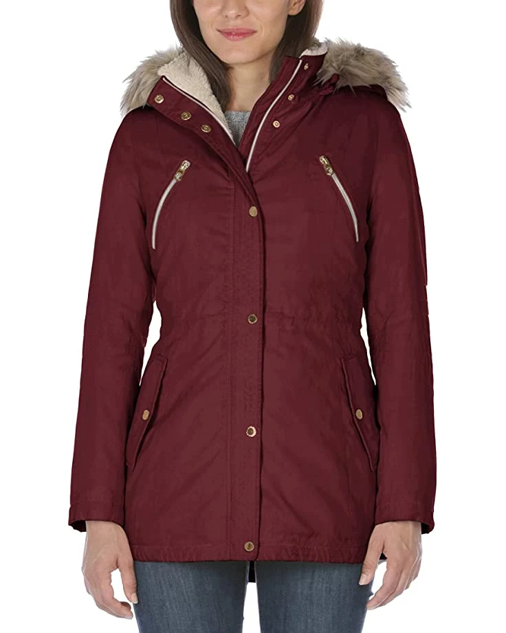 Nautica Women's Microfiber Parka Anorak Jacket with Faux Fur Hooded Trim | Coats & Outerwear 9 Nautica Women's Microfiber Parka Anorak Jacket with Faux Fur Hooded Trim | Coats & Outerwear - Image 9