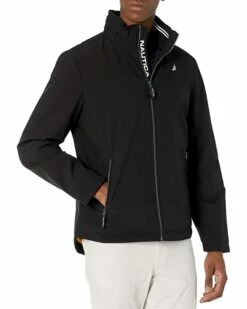 Nautica Men's Color Block Zip Front Jacket with Hidden Hood | Coats & Outerwear