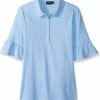 Nautica Junior's Uniform Short Ruffle Bell Sleeve Polo Shirt | Shirts & Tops