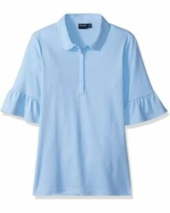 Nautica Junior's Uniform Short Ruffle Bell Sleeve Polo Shirt | Shirts & Tops