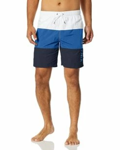 Nautica Men's Standard Quick Dry Classic Logo Tri-Block Series Swim Trunk | Swimwear