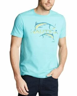 Nautica Men's Short Sleeve 100% Cotton Fish Print Series Graphic Tee Shirt | Shirts & Tops