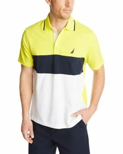 Nautica Men's Short Sleeve 100% Cotton Pique Color Block Polo Shirt | Shirts & Tops