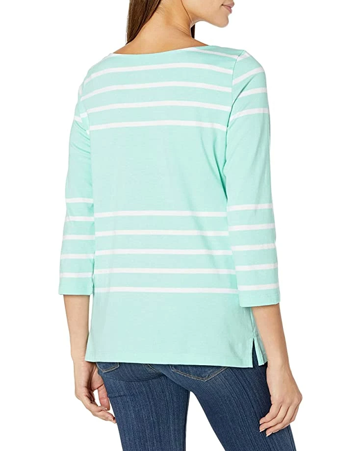 Nautica Women's Boatneck 3/4 Sleeve 100% Cotton Shirt | Shirts & Tops 2 Nautica Women's Boatneck 3/4 Sleeve 100% Cotton Shirt | Shirts & Tops - Image 2
