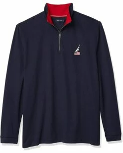 Nautica Men's American Flag Logo French Terry Quarter Zip Pullover | Hoodies & Sweatshirts