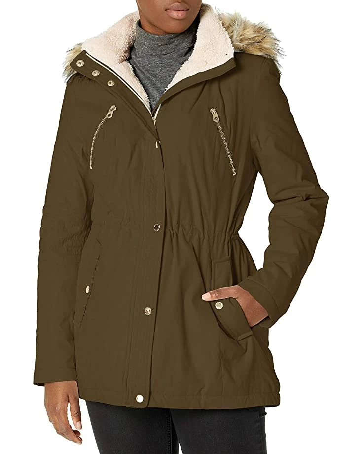 Nautica Women's Microfiber Parka Anorak Jacket with Faux Fur Hooded Trim | Coats & Outerwear 6 Nautica Women's Microfiber Parka Anorak Jacket with Faux Fur Hooded Trim | Coats & Outerwear - Image 6