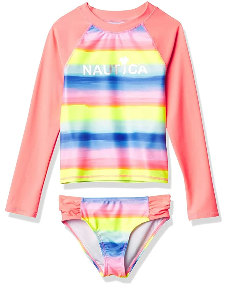 Nautica Girls' Rashguard Swim Suit Set | Swimwear 1 Nautica Girls' Rashguard Swim Suit Set | Swimwear