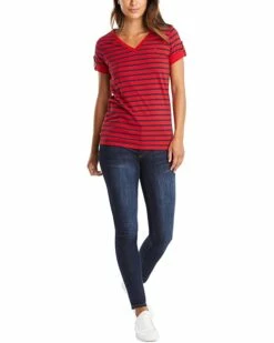 Nautica Women's Easy Comfort V-Neck Striped Supersoft Stretch Cotton T-Shirt | Shirts & Tops -Nautica sales 2022 71vlUuvmcL. AC SR736920