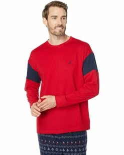 Nautica Color-Block Long Sleeve Sleep Top | Sleepwear