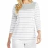 Nautica Women's Boatneck 3/4 Sleeve 100% Cotton Shirt | Shirts & Tops
