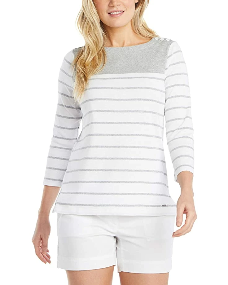 Nautica Women's Boatneck 3/4 Sleeve 100% Cotton Shirt | Shirts & Tops 1 Nautica Women's Boatneck 3/4 Sleeve 100% Cotton Shirt | Shirts & Tops