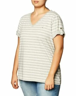 Nautica Women's Easy Comfort V-Neck Striped Supersoft Stretch Cotton T-Shirt | Shirts & Tops -Nautica sales 2022 815TE IQsRL. AC SR736920