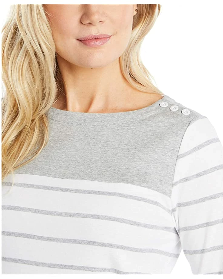 Nautica Women's Boatneck 3/4 Sleeve 100% Cotton Shirt | Shirts & Tops 2 Nautica Women's Boatneck 3/4 Sleeve 100% Cotton Shirt | Shirts & Tops - Image 2