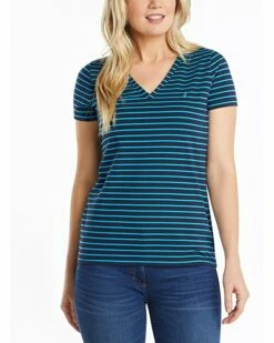 Nautica Women's Easy Comfort V-Neck Striped Supersoft Stretch Cotton T-Shirt | Shirts & Tops -Nautica sales 2022 81ELKbKWzL. AC SR736920