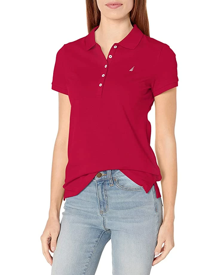 Nautica Women's 5-Button Short Sleeve Cotton Polo Shirt | Shirts & Tops 9 Nautica Women's 5-Button Short Sleeve Cotton Polo Shirt | Shirts & Tops - Image 9