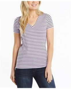 Nautica Women's Easy Comfort V-Neck Striped Supersoft Stretch Cotton T-Shirt | Shirts & Tops -Nautica sales 2022 81LFysFvboL. AC SR736920