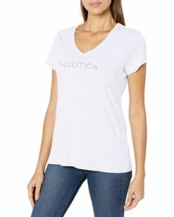 Nautica Women's Easy Comfort Supersoft 100% Cotton Classic Logo T-Shirt | Shirts & Tops