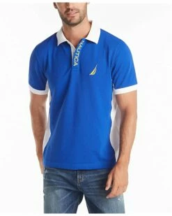 Nautica Men's Short Sleeve Color Block Performance Pique Polo Shirt | Shirts & Tops