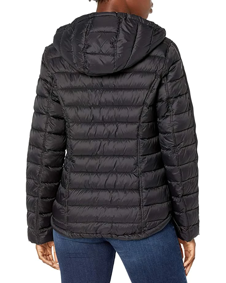 Nautica Women's Short Hooded Packable with Logo Taping on Arm | Coats & Outerwear 2 Nautica Women's Short Hooded Packable with Logo Taping on Arm | Coats & Outerwear - Image 2
