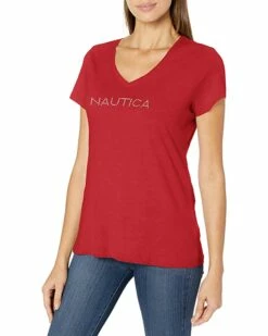 Nautica Women's Easy Comfort Supersoft 100% Cotton Classic Logo T-Shirt | Shirts & Tops -Nautica sales 2022 81Y7FOK18mL. AC SR736920