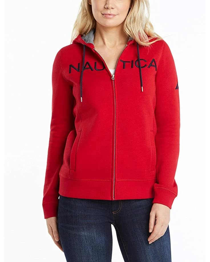 Nautica Women's Go-to Signature Cotton Full-Zip Logo Hoodie | Hoodies & Sweatshirts 3 Nautica Women's Go-to Signature Cotton Full-Zip Logo Hoodie | Hoodies & Sweatshirts - Image 3