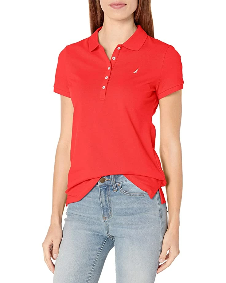 Nautica Women's 5-Button Short Sleeve Cotton Polo Shirt | Shirts & Tops 5 Nautica Women's 5-Button Short Sleeve Cotton Polo Shirt | Shirts & Tops - Image 5