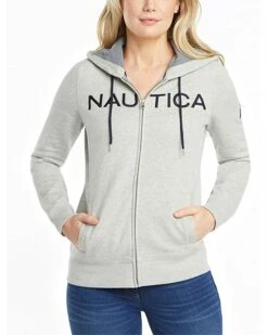 Nautica Women's Go-to Signature Cotton Full-Zip Logo Hoodie | Hoodies & Sweatshirts