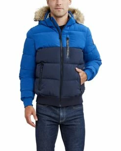 Nautica Men's Wind Resistant Puffy Bomber with Hood | Coats & Outerwear