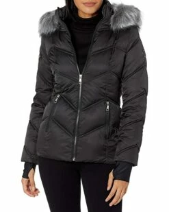 Nautica Women's Midweight Puffer Jacket with Faux Fur Trim | Coats & Outerwear