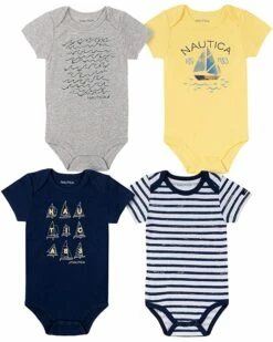 Nautica Baby-boys 4 Pieces Pack Bodysuits | Baby One Pieces