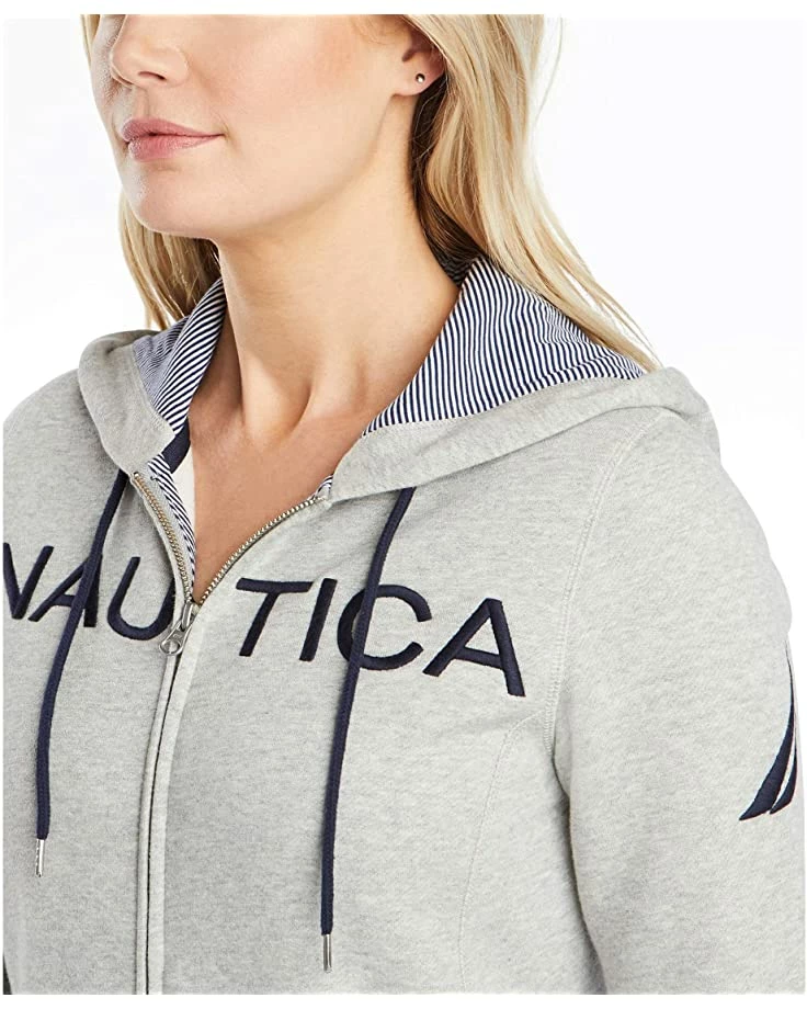 Nautica Women's Go-to Signature Cotton Full-Zip Logo Hoodie | Hoodies & Sweatshirts 2 Nautica Women's Go-to Signature Cotton Full-Zip Logo Hoodie | Hoodies & Sweatshirts - Image 2