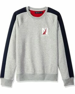 Nautica Men's Logo Color Block Crew Neck Fleece Sweatshirt | Hoodies & Sweatshirts